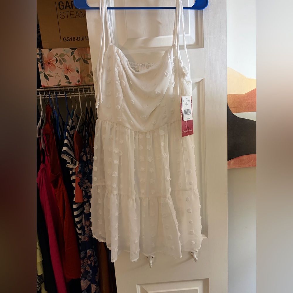 White Dress with Textured Dots